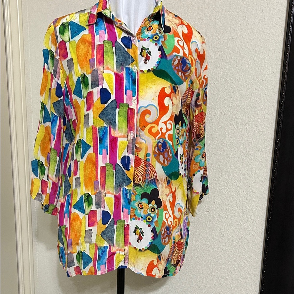 Colorful Abstract Women's Button Down Shirt